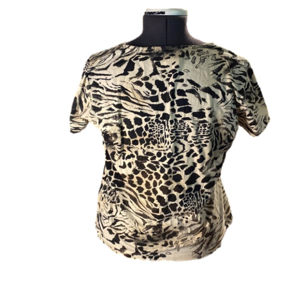 Haggar Women’s Black White Short Sleeve Top (Size Medium) - Picture 2 of 5